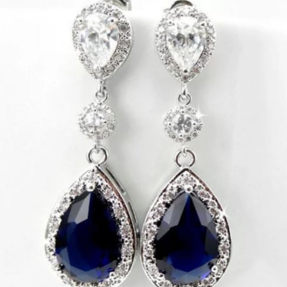 Blue crystal earrings purchased on Etsy - never worn